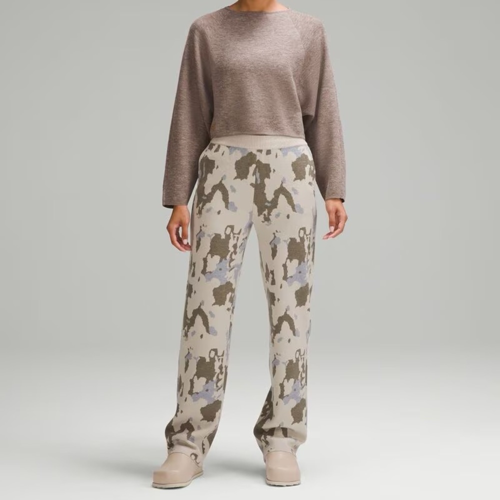 EUC Lululemon Lab Merino Wool-Knit High-Rise Slouch Pant Knit Jacquard Size M